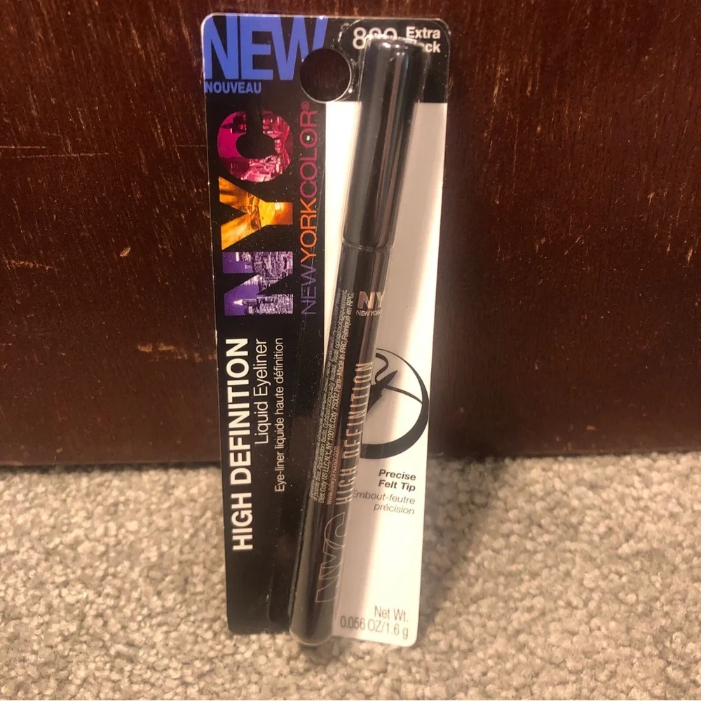 NYC New York Color High Definition Liquid Eyeliner #889 Extra Black, 0.056oz